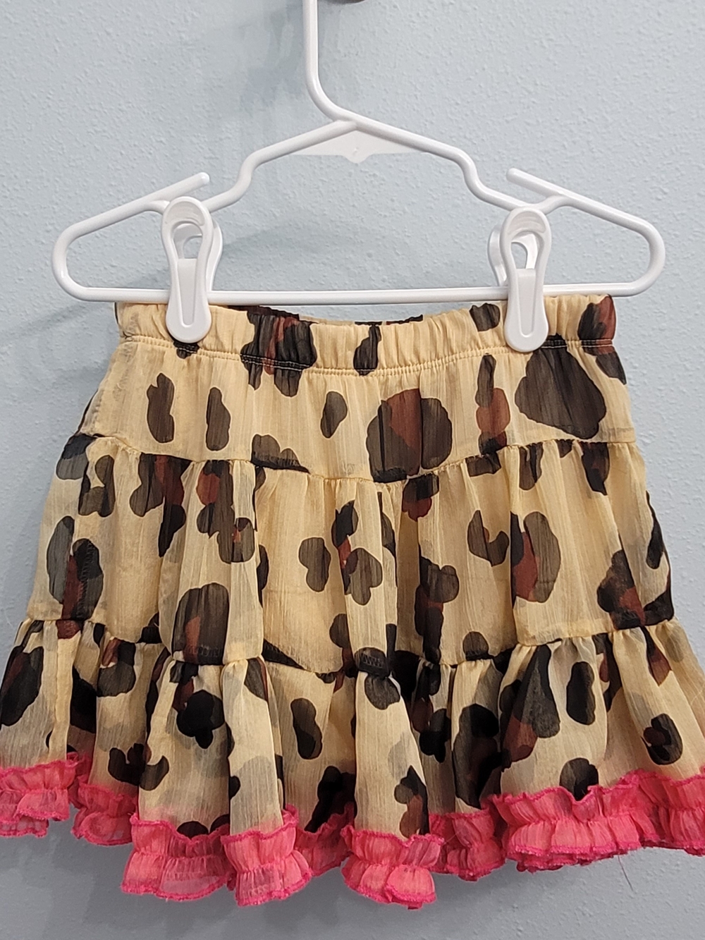 Harajuku Mini For Target Tiered Leopard Print Skirt with Pink Ruffle Trim Size 5